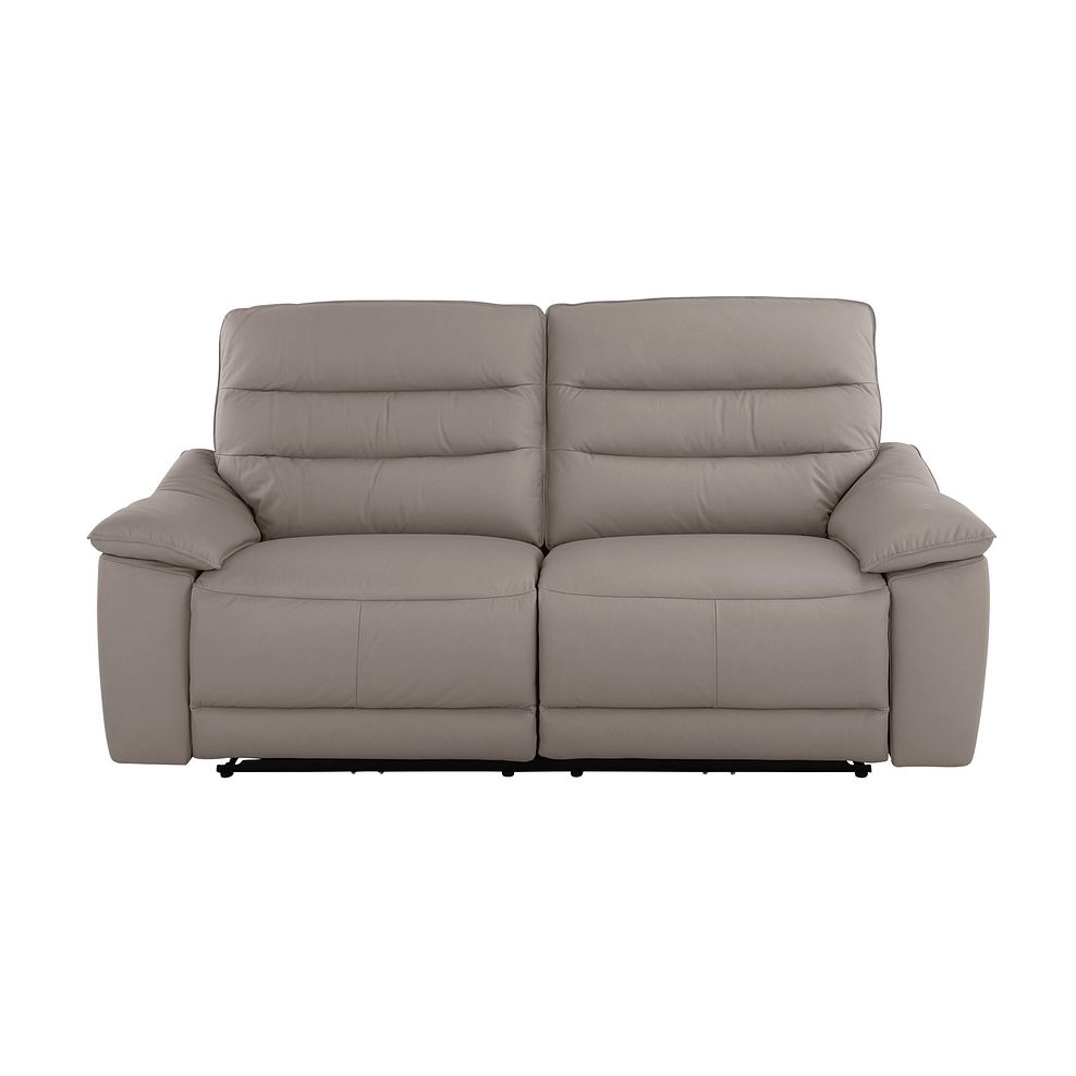 Carter 3 Seater Electric Recliner Sofa in Light Grey Leather 4