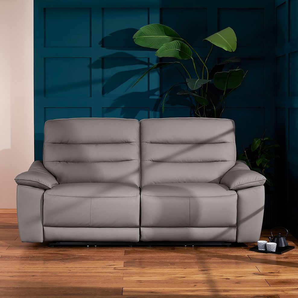 Carter 3 Seater Sofa in Light Grey Leather 1