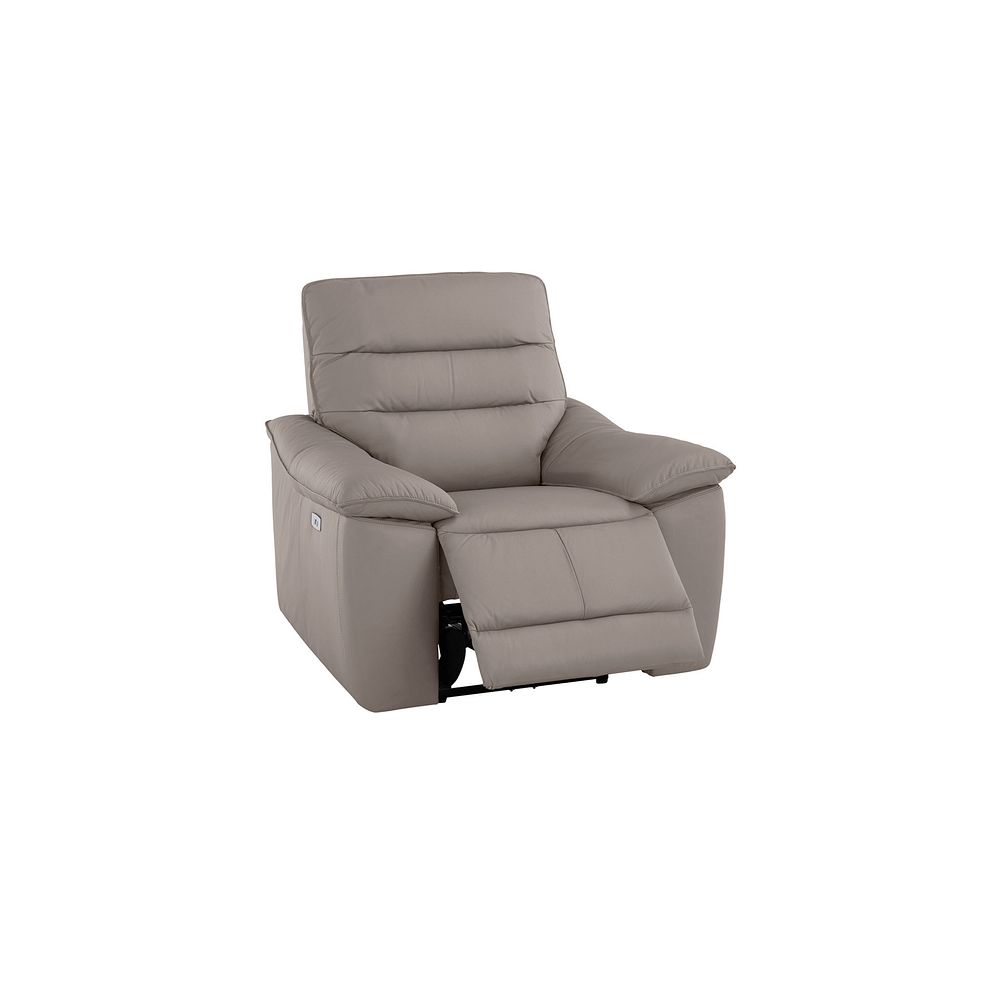 Carter Electric Recliner Armchair in Light Grey Leather Thumbnail 5