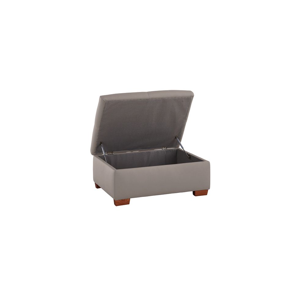 Carter Storage Footstool in Light Grey Leather Thumbnail 5