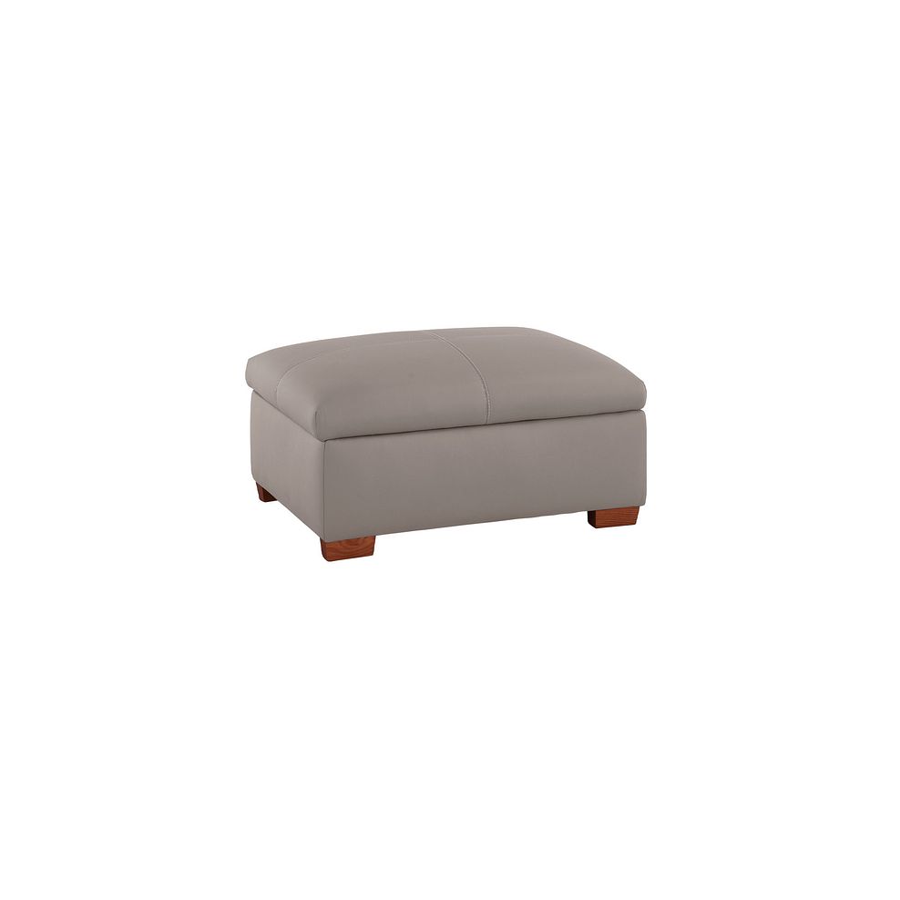 Carter Storage Footstool in Light Grey Leather