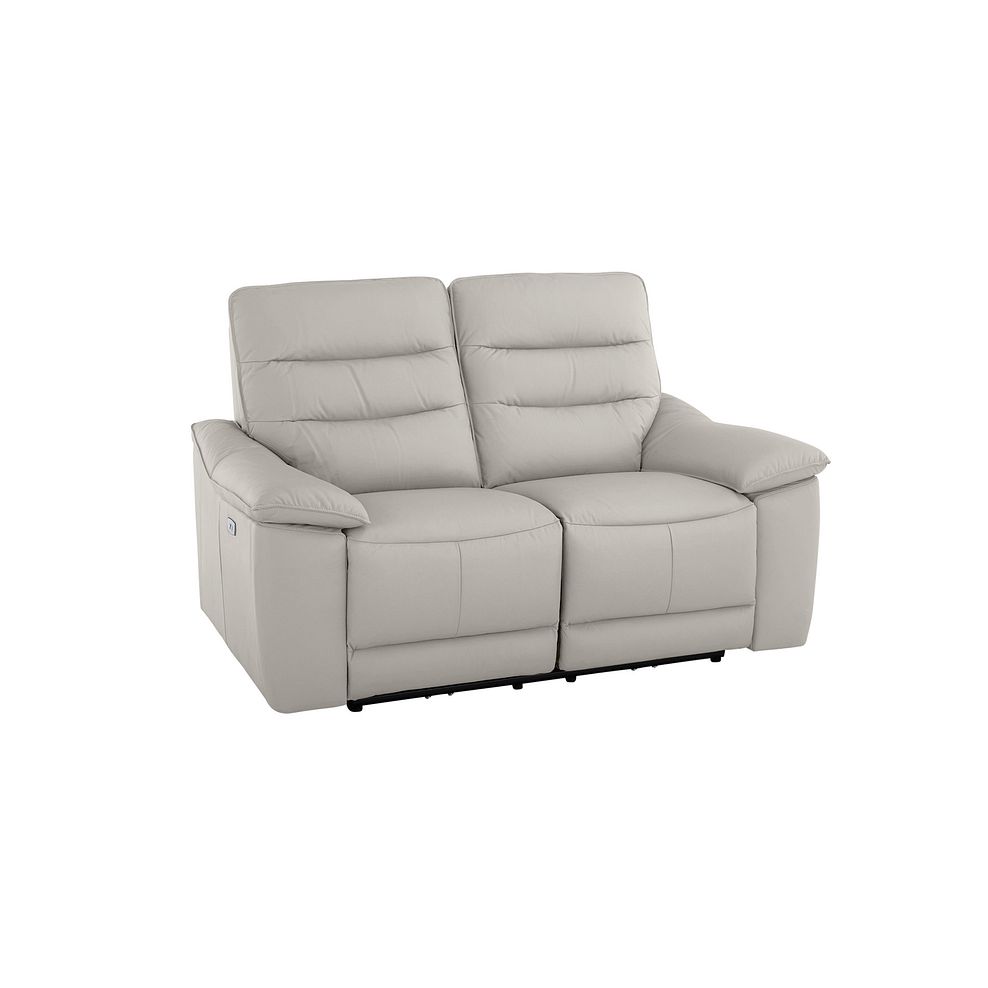 Carter 2 Seater Electric Recliner Sofa in Off White Leather 1