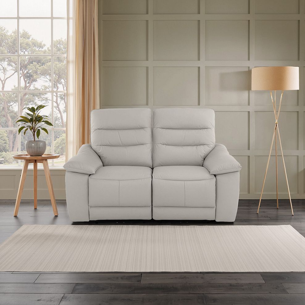 Carter 2 Seater Electric Recliner Sofa in Off White Leather 1