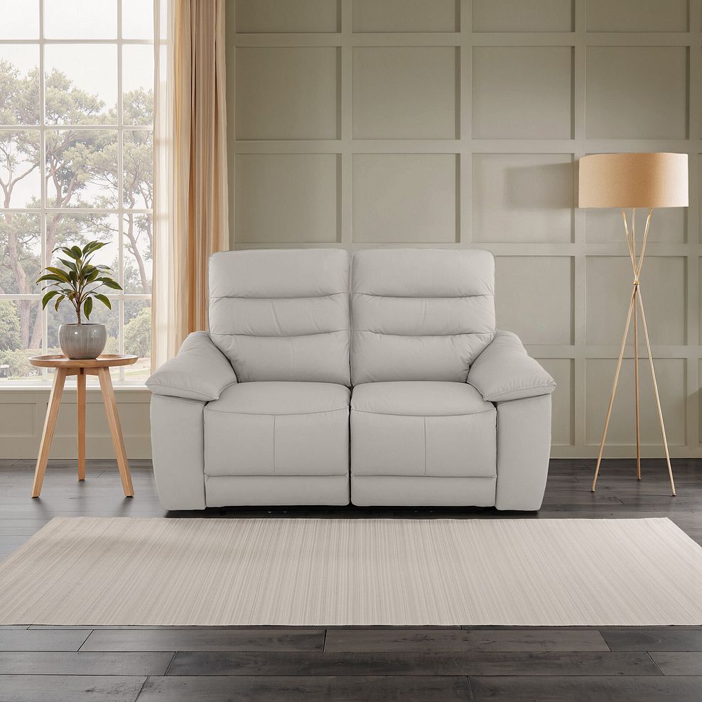 Carter 2 Seater Electric Recliner Sofa in Off White Leather 13