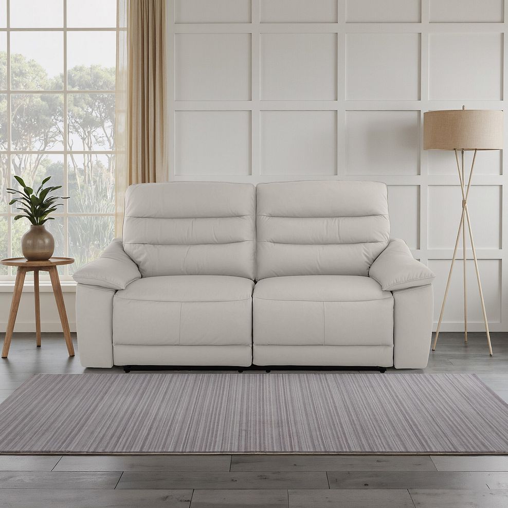 Carter 3 Seater Electric Recliner Sofa in Off White Leather 1
