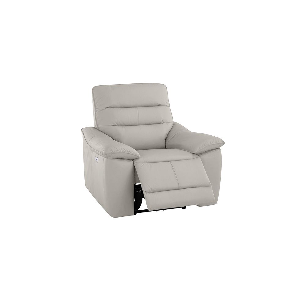 Carter Electric Recliner Armchair in Off White Leather Thumbnail 3