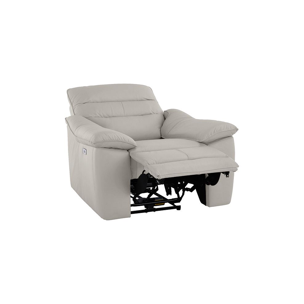 Carter Electric Recliner Armchair in Off White Leather Thumbnail 4