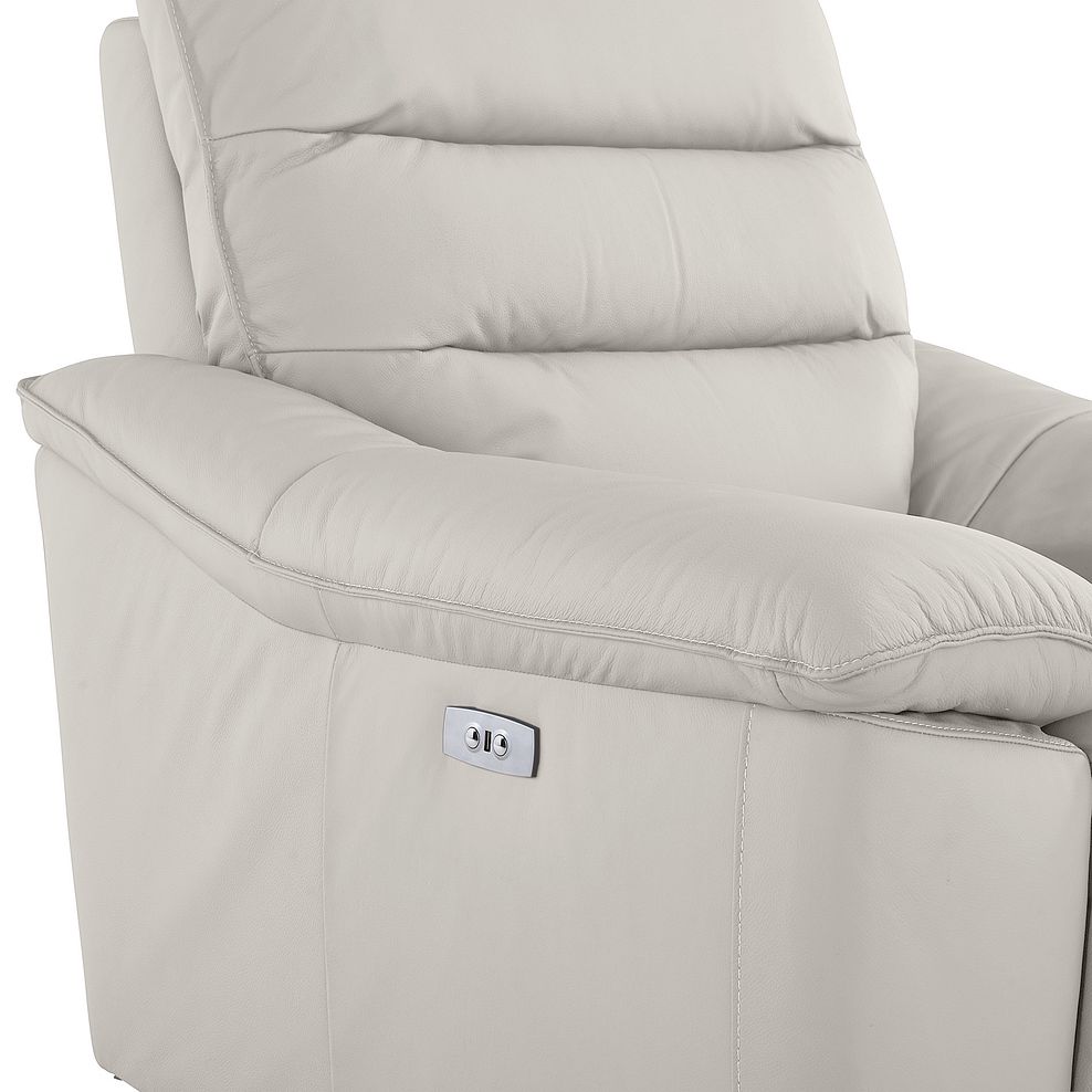 Carter Electric Recliner Armchair in Off White Leather 10