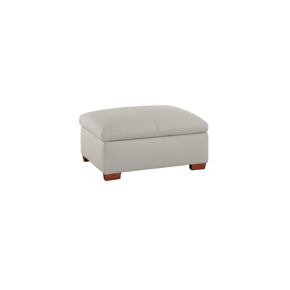 Carter Storage Footstool in Off White Leather