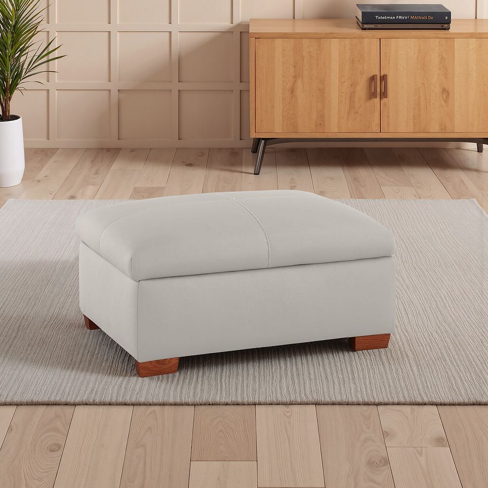 Carter Storage Footstool in Off White Leather 9