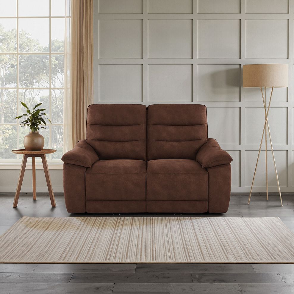 Carter 2 Seater Electric Recliner Sofa in Ranch Brown Fabric 1