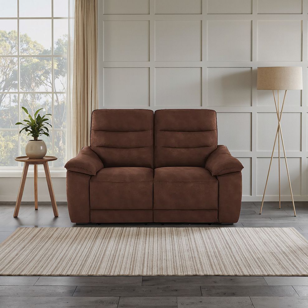 Carter 2 Seater Electric Recliner Sofa in Ranch Dark Brown Fabric 14