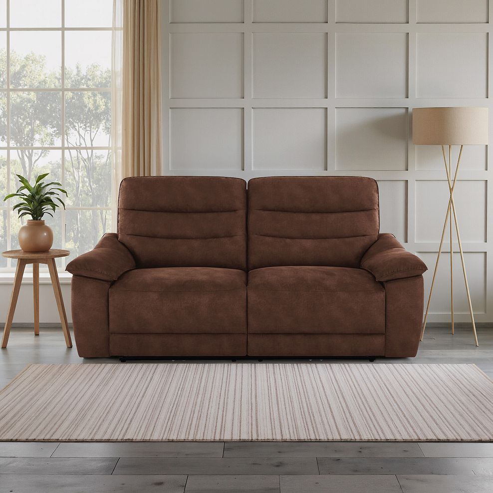 Carter 3 Seater Sofa in Ranch Dark Brown Fabric 1