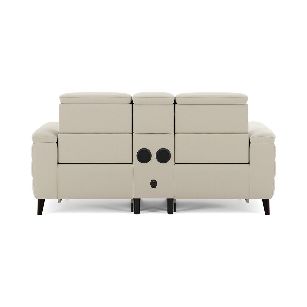 Cassius 2 Seater Power Recliner Console Sofa with Smart Screen and Speakers in Bella Barley White Fabric 6