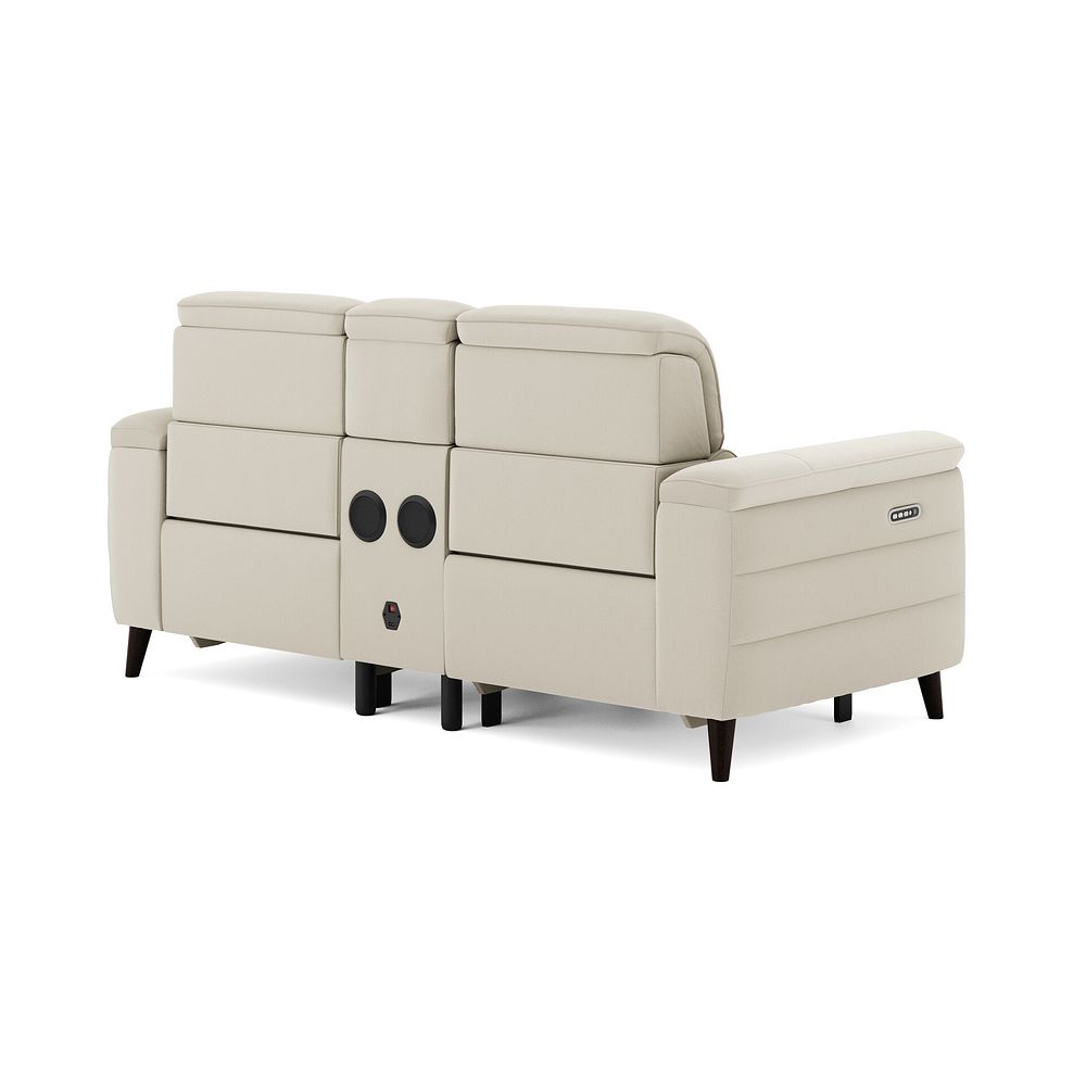 Cassius 2 Seater Power Recliner Console Sofa with Smart Screen and Speakers in Bella Barley White Fabric 5