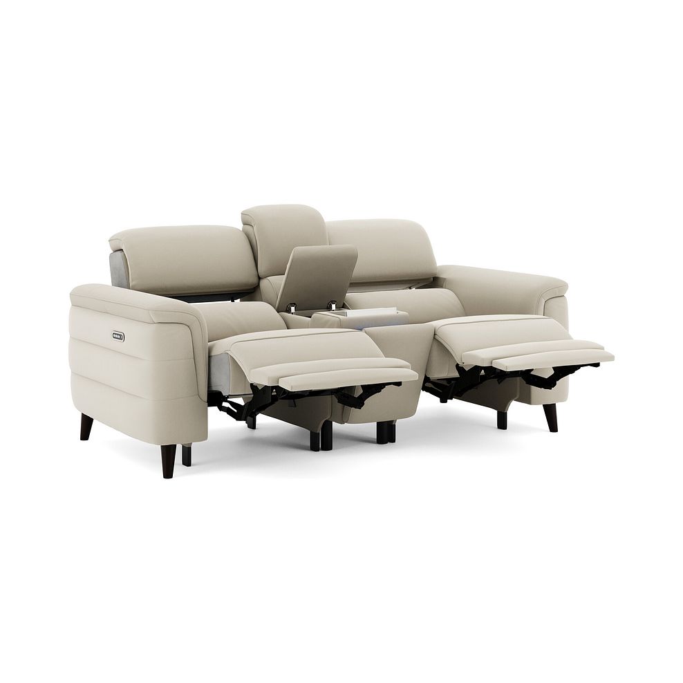 Cassius 2 Seater Power Recliner Console Sofa with Smart Screen and Speakers in Bella Barley White Fabric 2