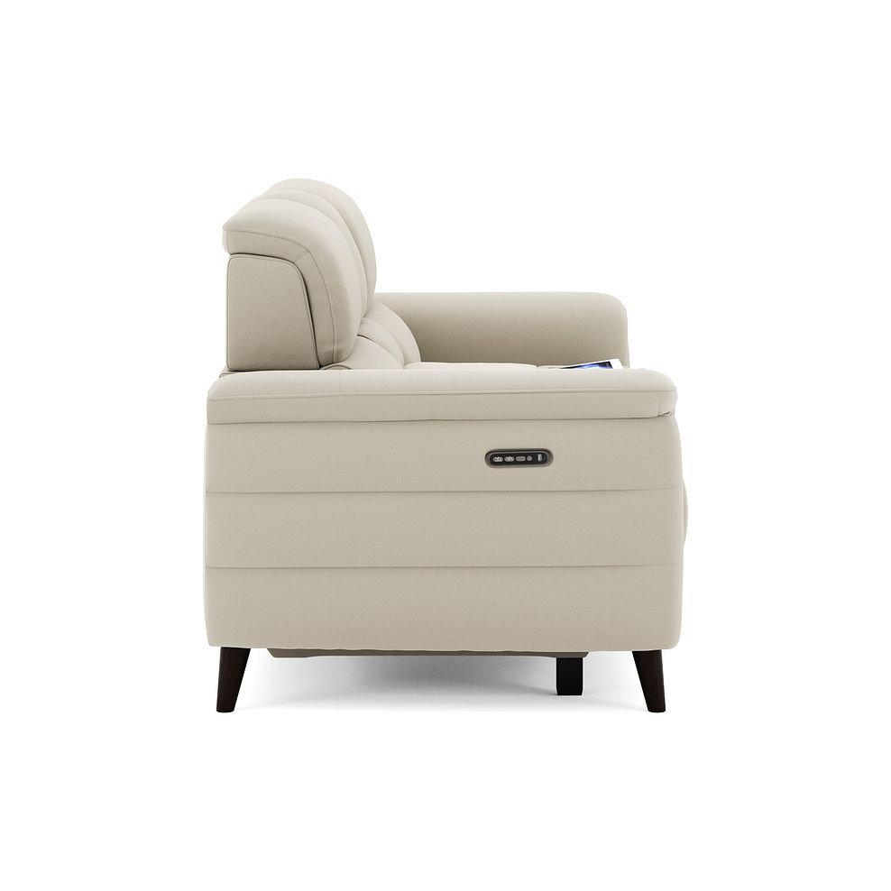 Cassius 2 Seater Power Recliner Console Sofa with Smart Screen and Speakers in Bella Barley White Fabric 4