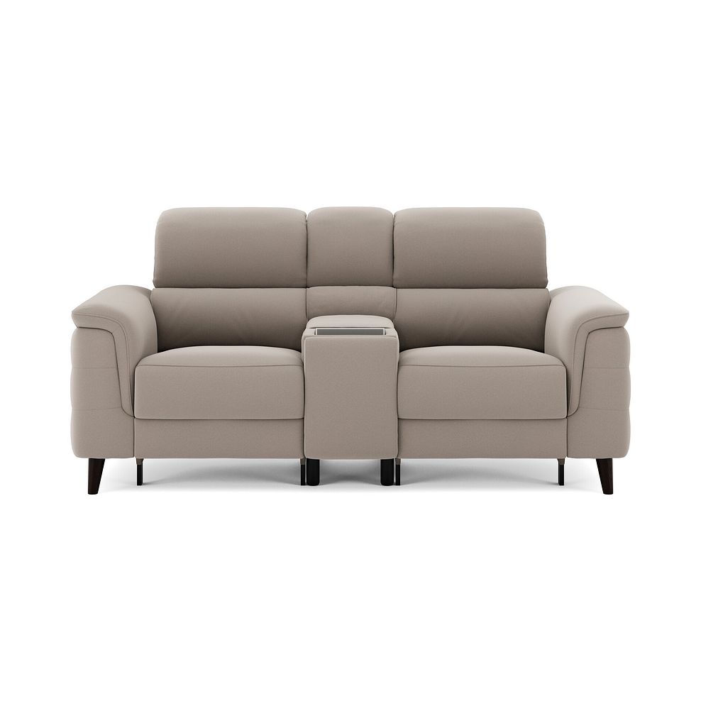 Cassius 2 Seater Power Recliner Console Sofa with Smart Screen and Speakers in Bella Latte Fabric 3