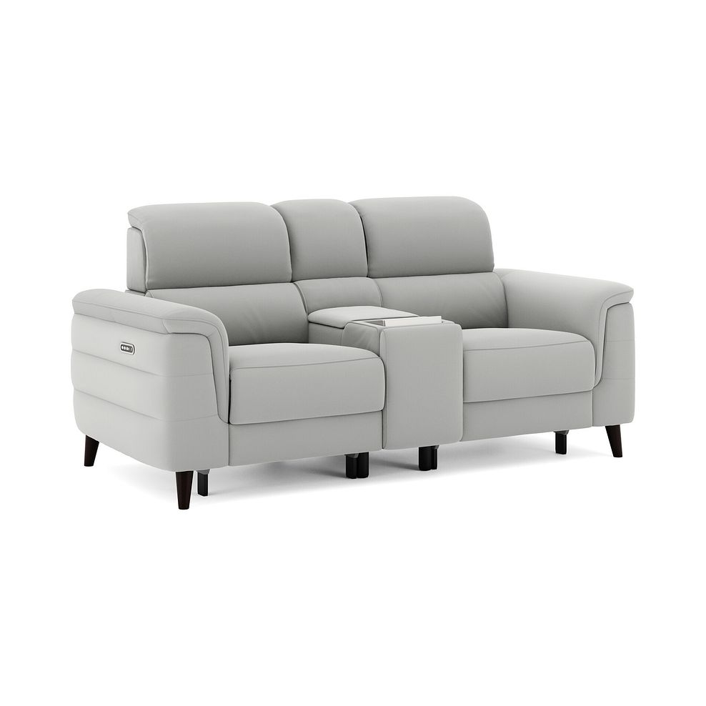Cassius 2 Seater Power Recliner Console Sofa with Smart Screen and Speakers in Bella Lead Grey Fabric 1