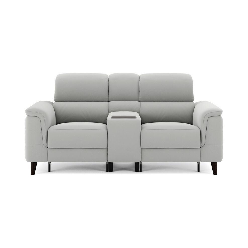 Cassius 2 Seater Power Recliner Console Sofa with Smart Screen and Speakers in Bella Lead Grey Fabric 3