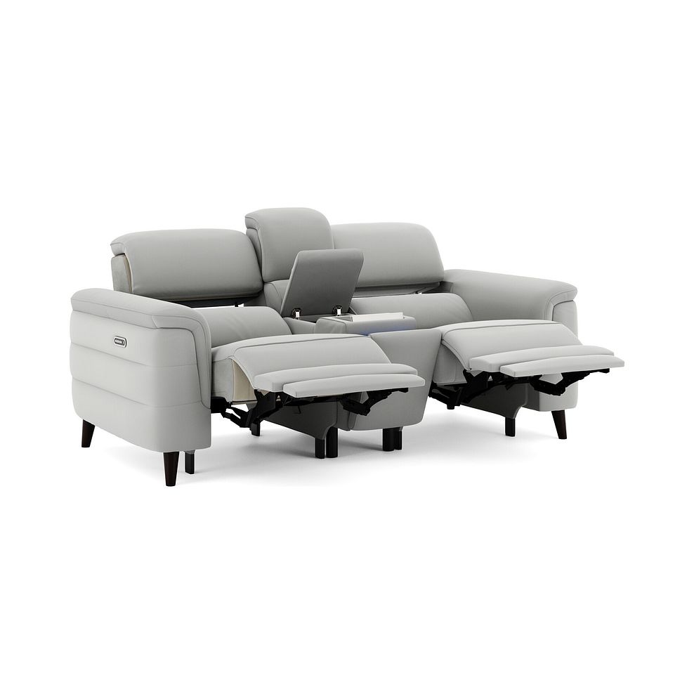 Cassius 2 Seater Power Recliner Console Sofa with Smart Screen and Speakers in Bella Lead Grey Fabric 2
