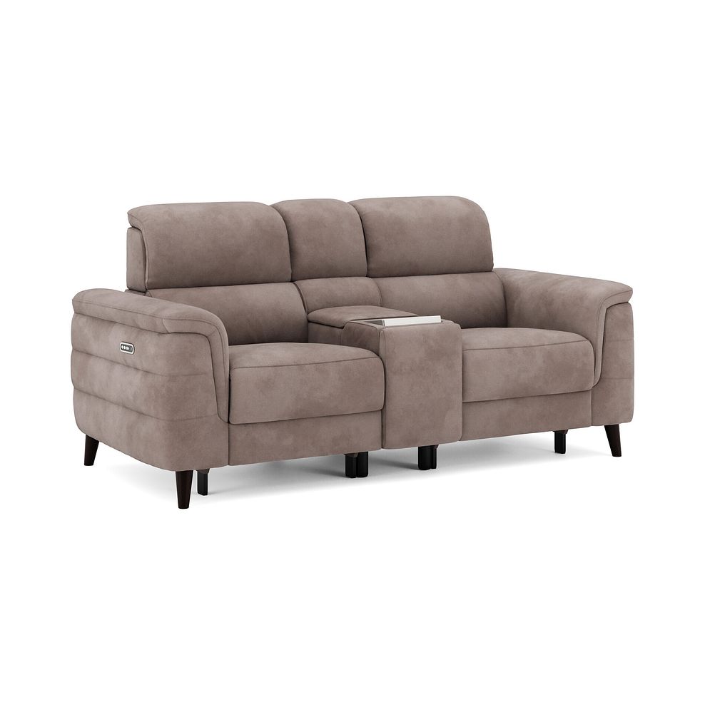 Cassius 2 Seater Power Recliner Console Sofa with Smart Screen and Speakers in Dexter Nutmeg Fabric 1