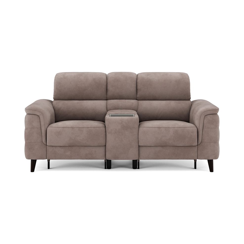 Cassius 2 Seater Power Recliner Console Sofa with Smart Screen and Speakers in Dexter Nutmeg Fabric 3