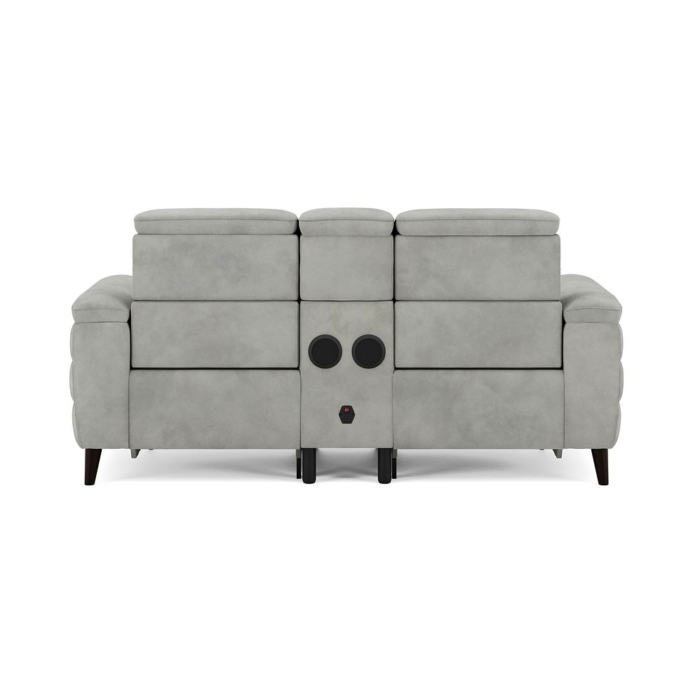 Cassius 2 Seater Power Recliner Console Sofa with Smart Screen and Speakers in Dexter Stone Fabric 6
