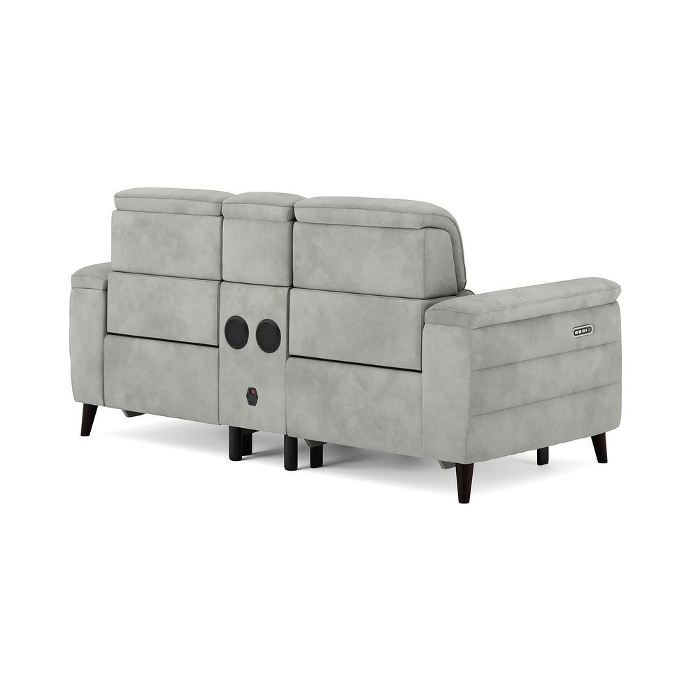Cassius 2 Seater Power Recliner Console Sofa with Smart Screen and Speakers in Dexter Stone Fabric 5