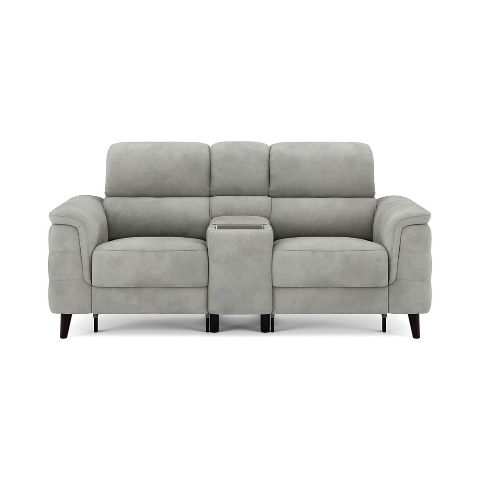 Cassius 2 Seater Power Recliner Console Sofa with Smart Screen and Speakers in Dexter Stone Fabric 3