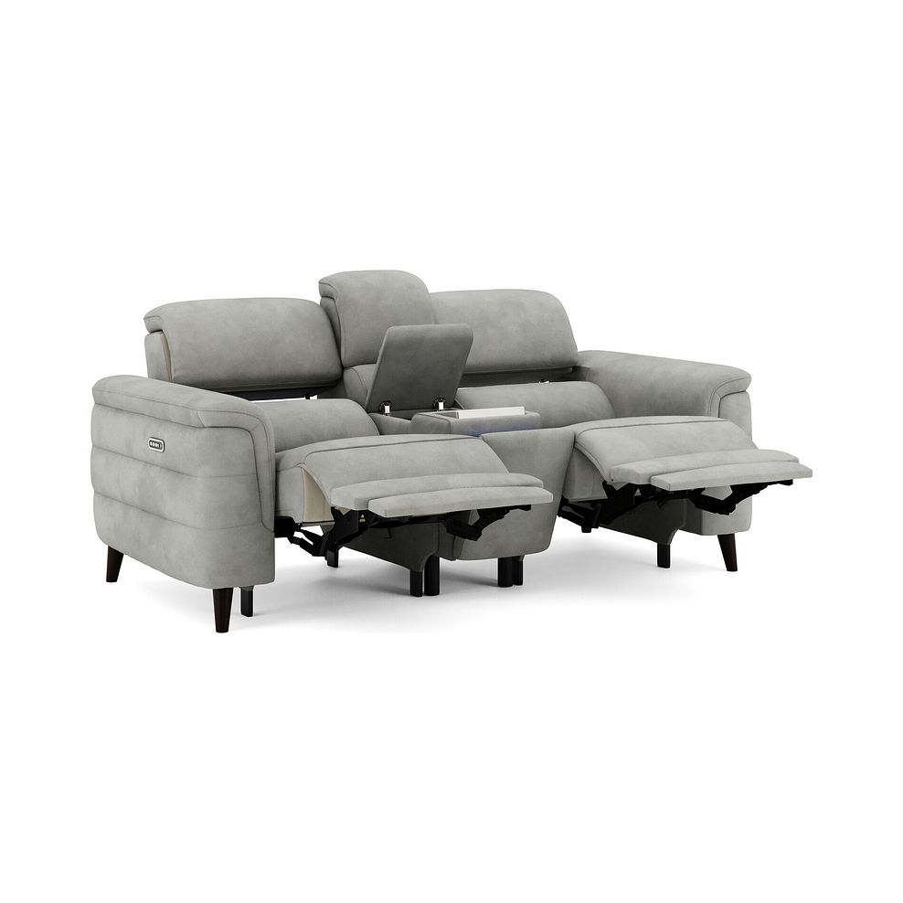 Cassius 2 Seater Power Recliner Console Sofa with Smart Screen and Speakers in Dexter Stone Fabric 2