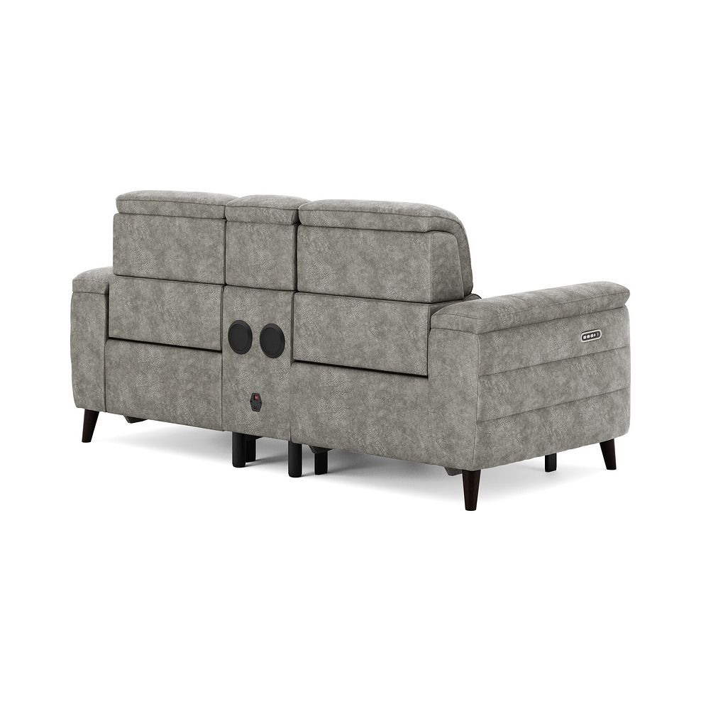 Cassius 2 Seater Power Recliner Console Sofa with Smart Screen and Speakers in Marble Mink Fabric 5