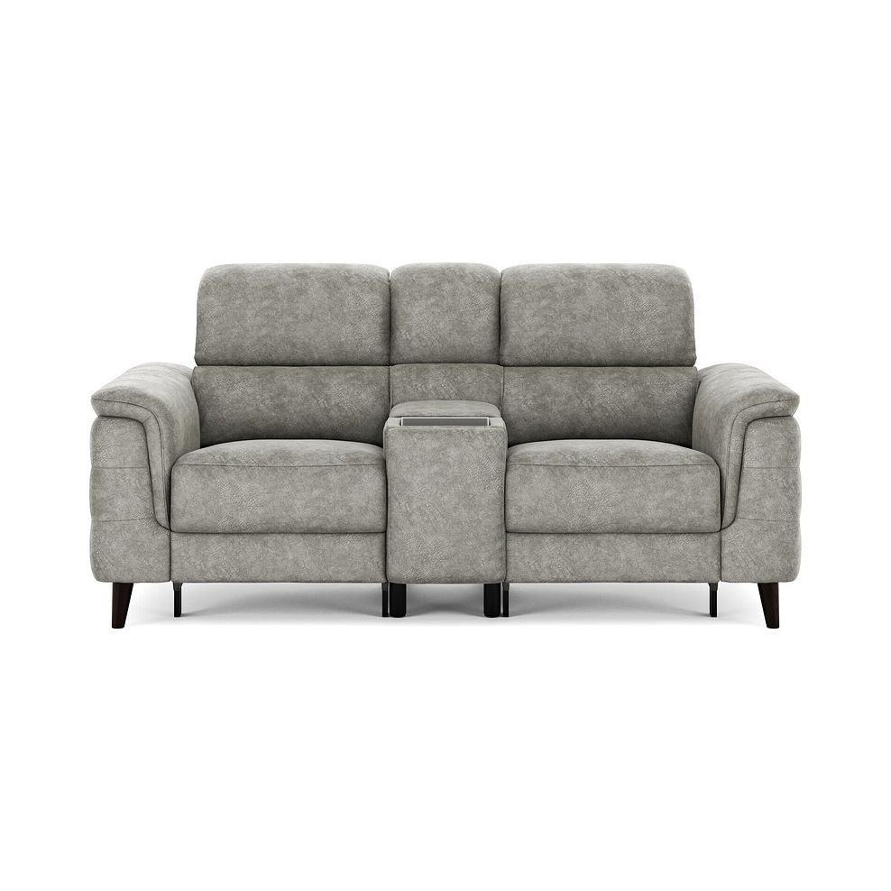 Cassius 2 Seater Power Recliner Console Sofa with Smart Screen and Speakers in Marble Mink Fabric 3
