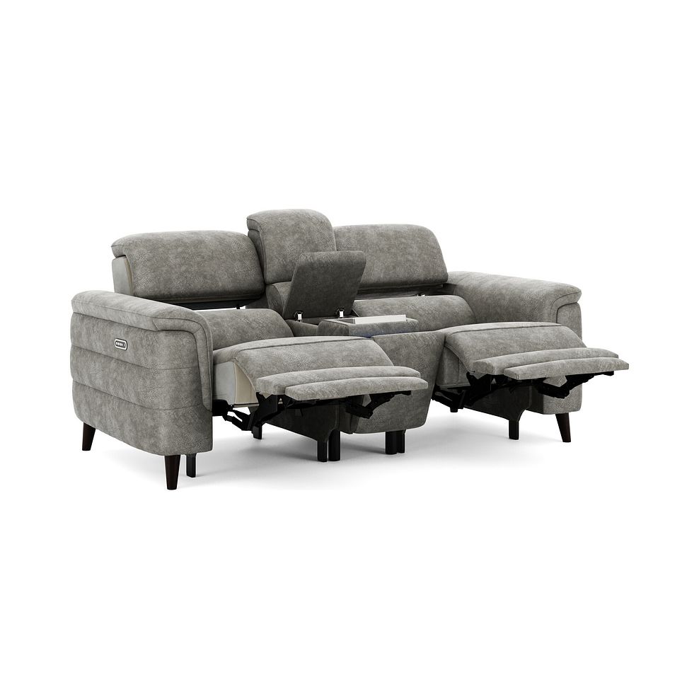 Cassius 2 Seater Power Recliner Console Sofa with Smart Screen and Speakers in Marble Mink Fabric 2