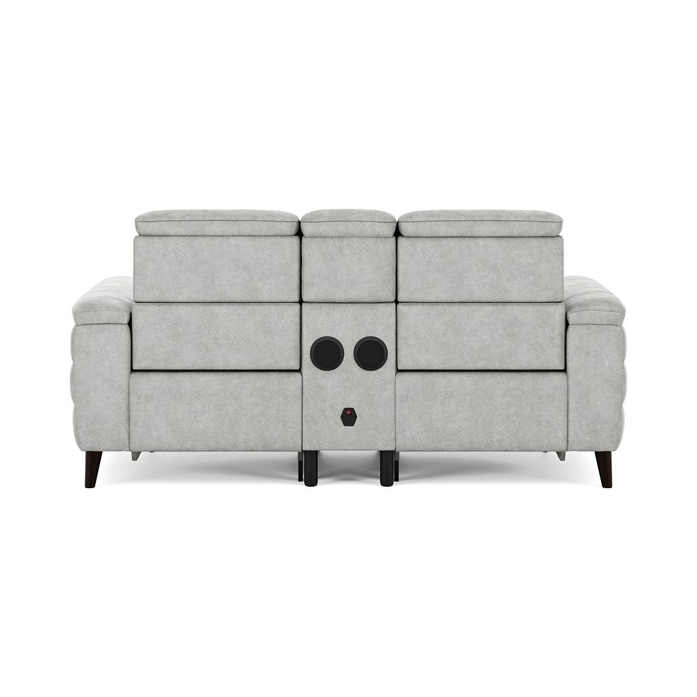 Cassius 2 Seater Power Recliner Console Sofa with Smart Screen and Speakers in Marble Silver Fabric 6