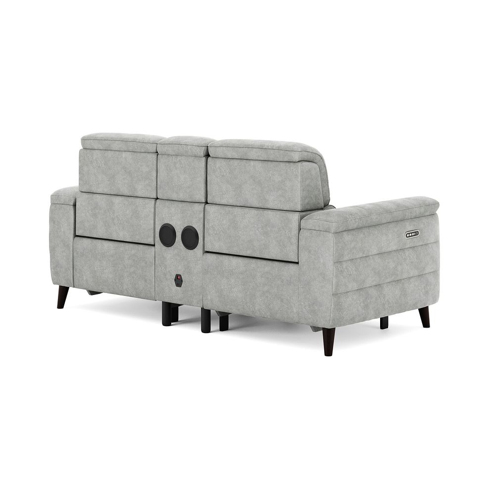 Cassius 2 Seater Power Recliner Console Sofa with Smart Screen and Speakers in Marble Silver Fabric 5
