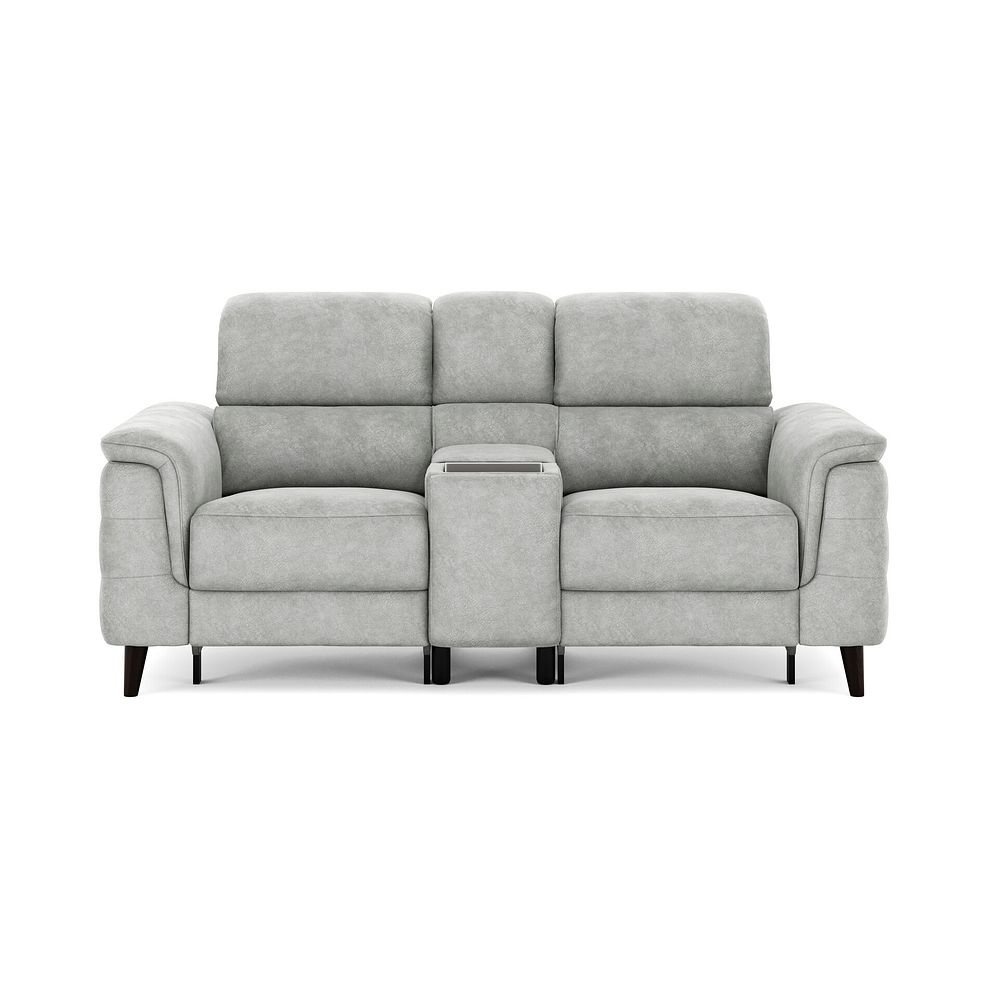 Cassius 2 Seater Power Recliner Console Sofa with Smart Screen and Speakers in Marble Silver Fabric 3