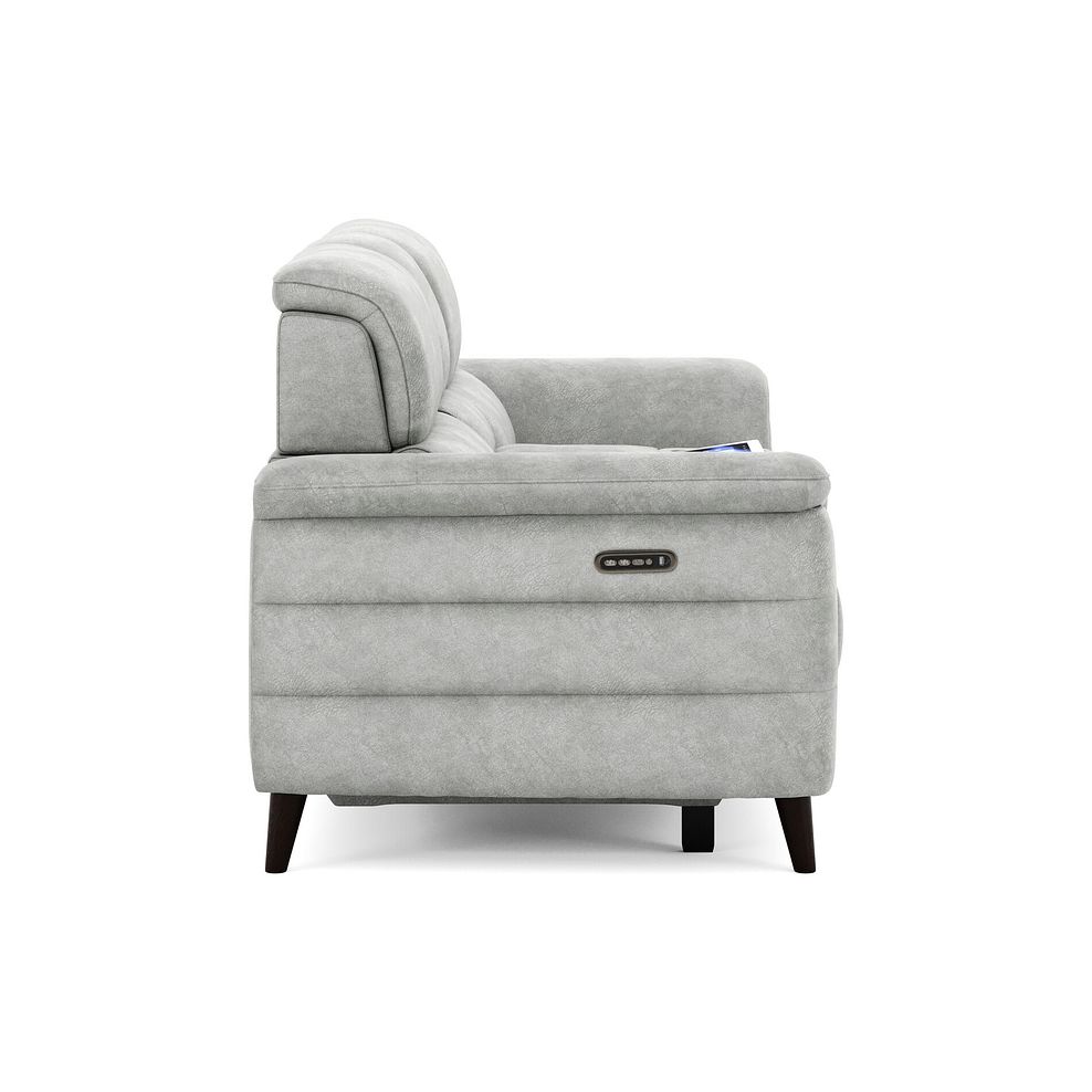 Cassius 2 Seater Power Recliner Console Sofa with Smart Screen and Speakers in Marble Silver Fabric 4