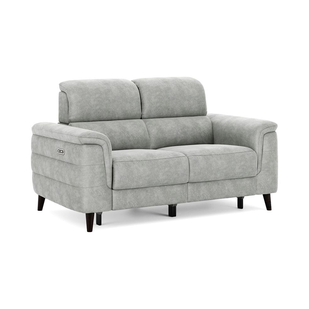 Cassius 2 Seater Power Recliner Sofa in Marble Silver Fabric 1