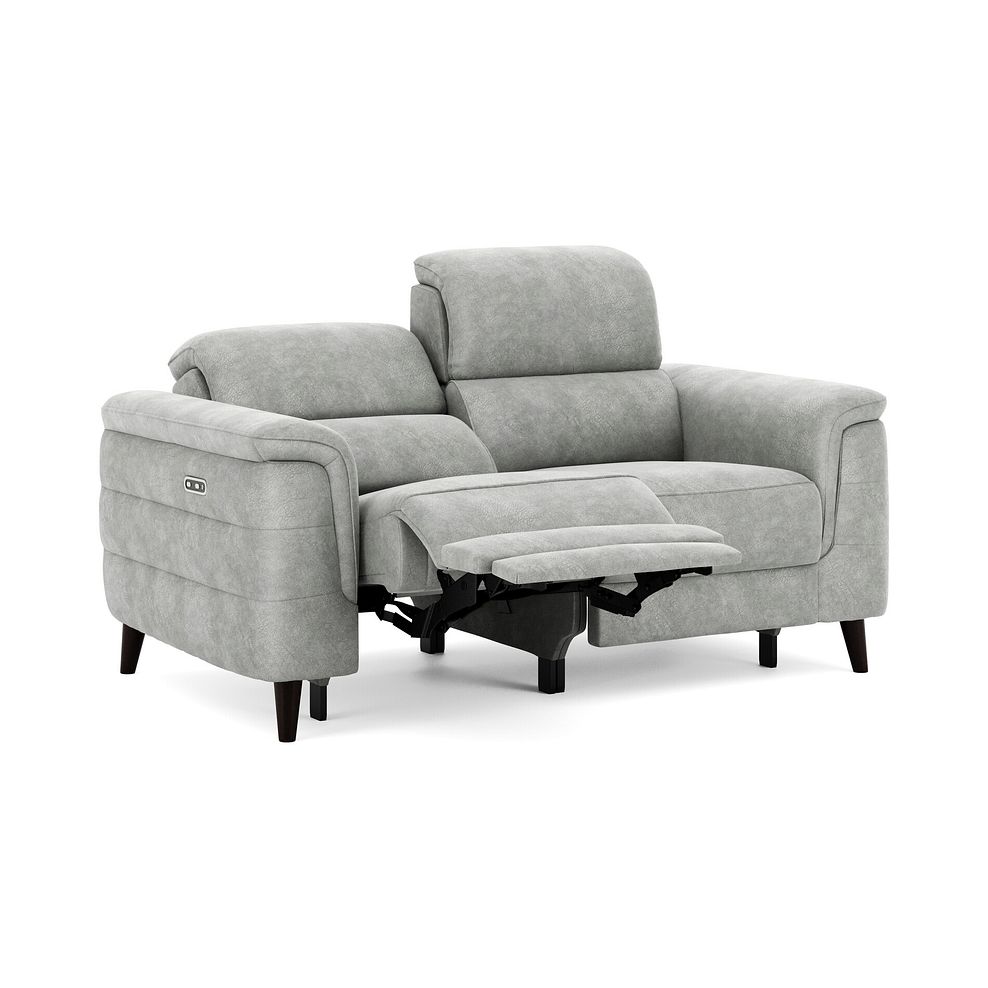 Cassius 2 Seater Power Recliner Sofa in Marble Silver Fabric 2