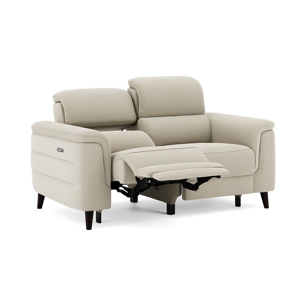 Cassius 2 Seater Power Recliner Sofa with Adjustable Power Headrests and Speakers in Bella Barley White Fabric 2