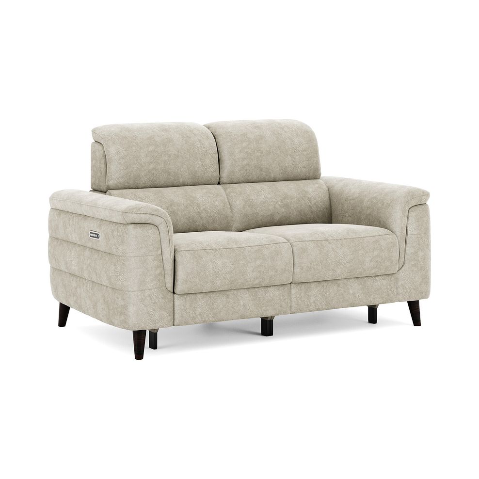 Cassius 2 Seater Power Recliner Sofa with Adjustable Power Headrests and Speakers in Marble Cream Fabric 1