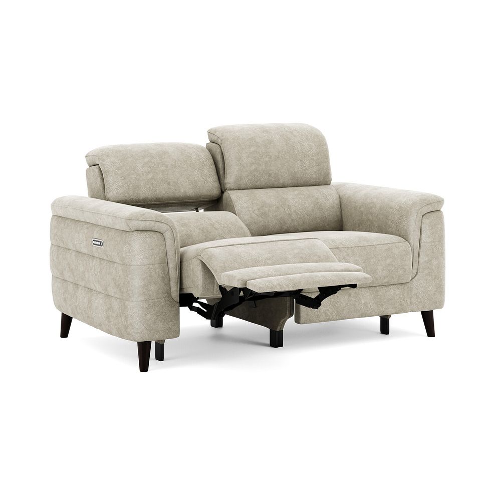 Cassius 2 Seater Power Recliner Sofa with Adjustable Power Headrests and Speakers in Marble Cream Fabric 2