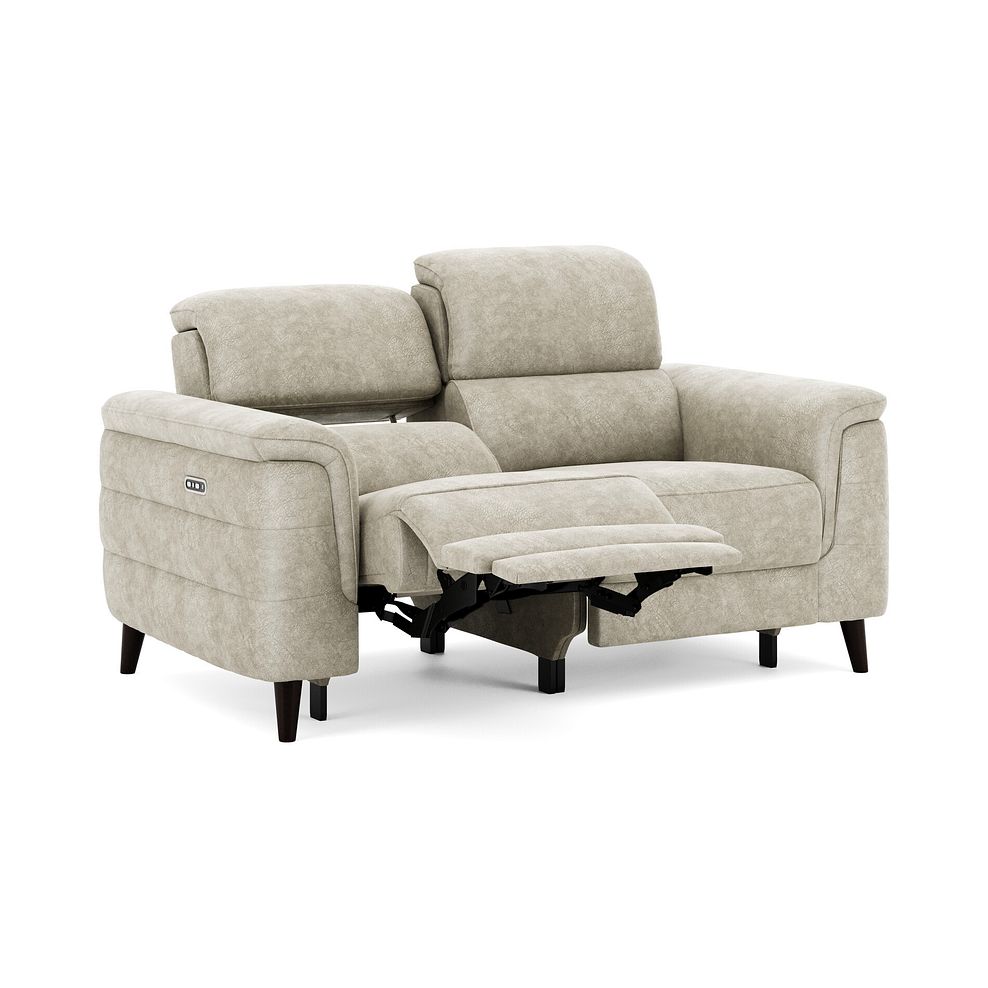 Cassius 2 Seater Power Recliner Sofa with Adjustable Power Headrests in Marble Cream Fabric 2
