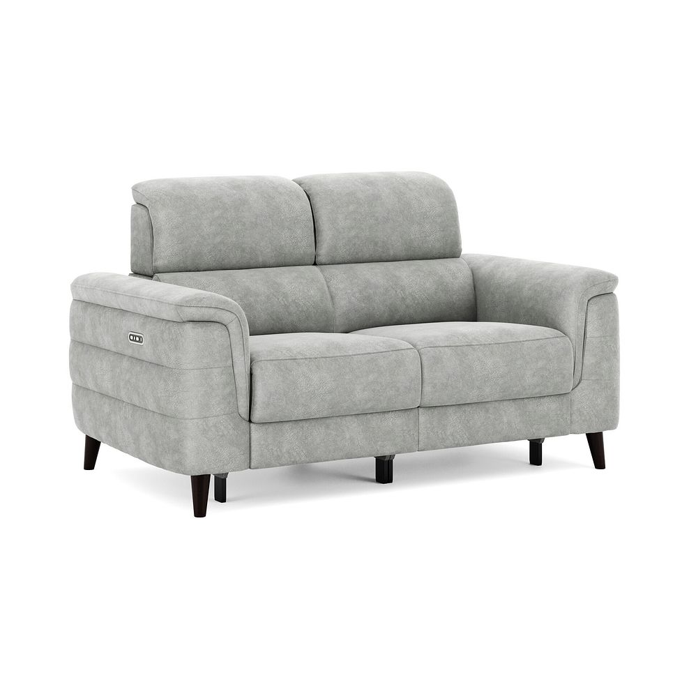 Cassius 2 Seater Power Recliner Sofa with Adjustable Power Headrests in Marble Silver Fabric 1