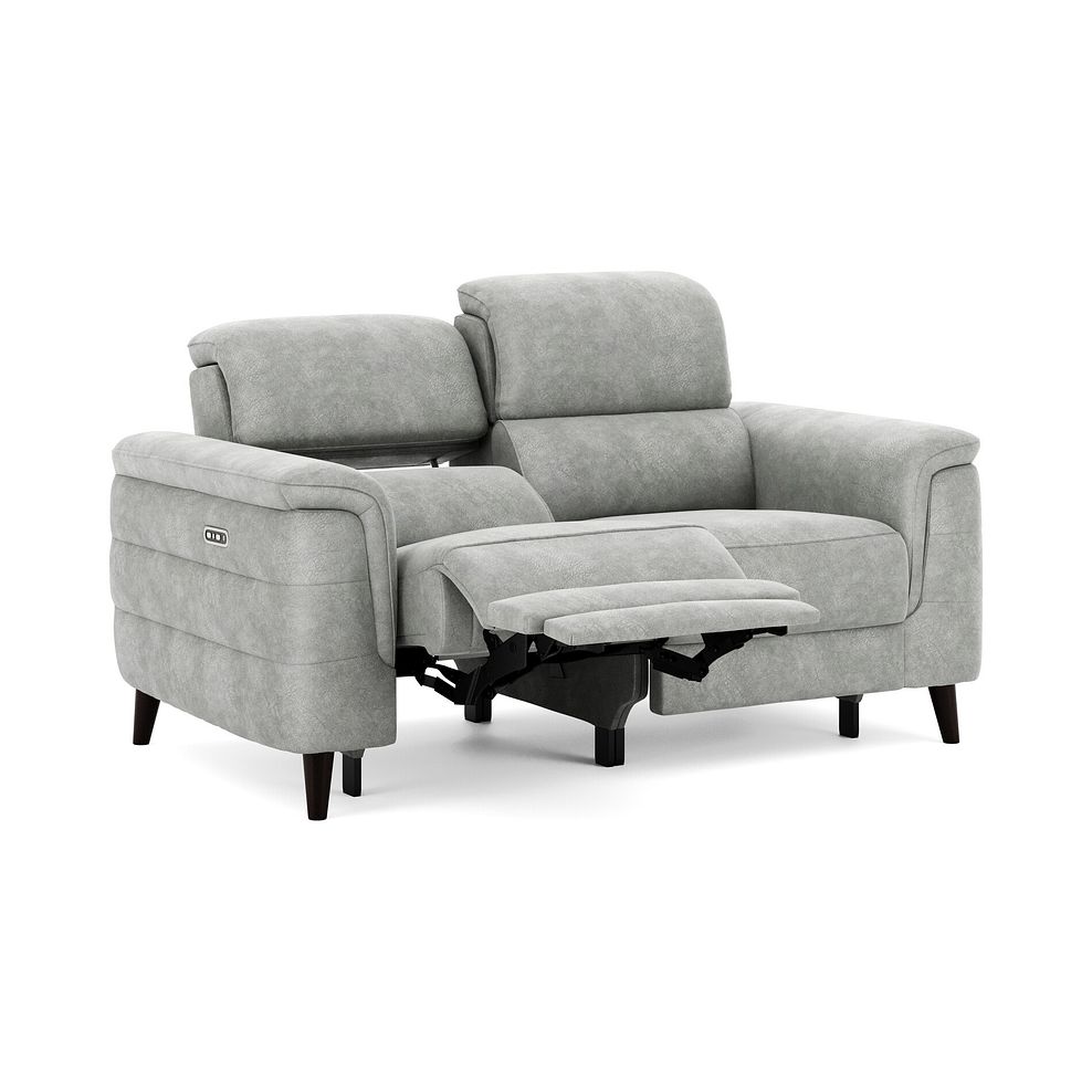 Cassius 2 Seater Power Recliner Sofa with Adjustable Power Headrests in Marble Silver Fabric 2