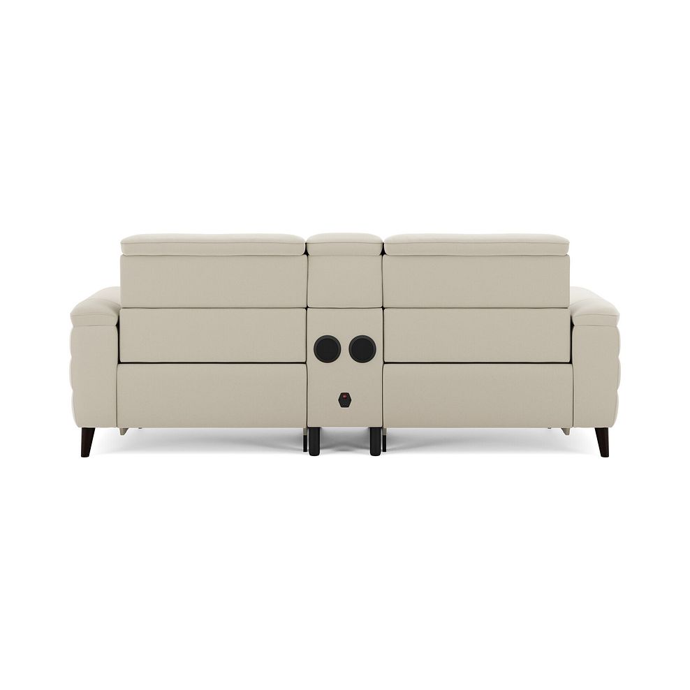 Cassius 2.5 Seater Power Recliner Console Sofa with Smart Screen and Speakers in Bella Barley White Fabric 6