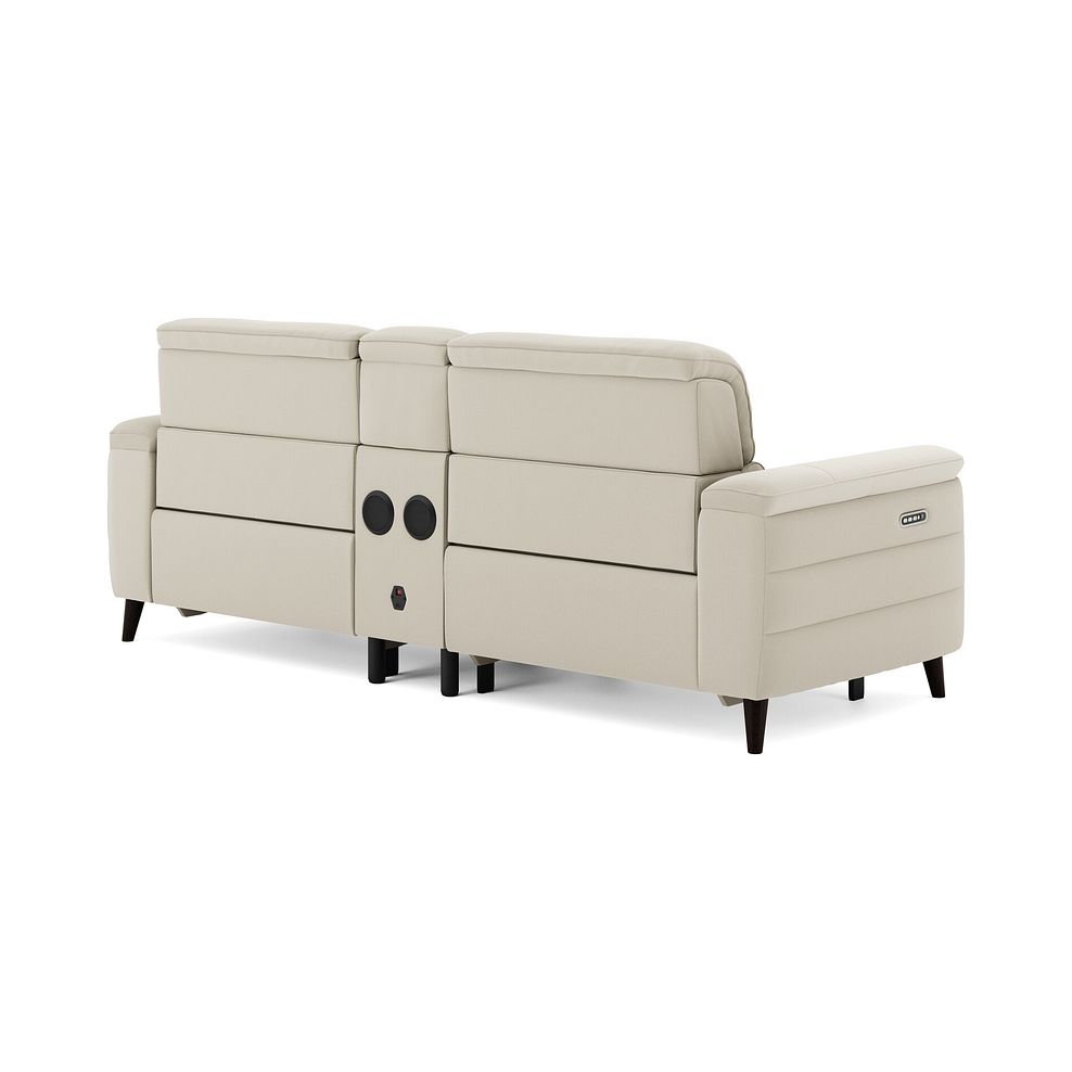 Cassius 2.5 Seater Power Recliner Console Sofa with Smart Screen and Speakers in Bella Barley White Fabric 5