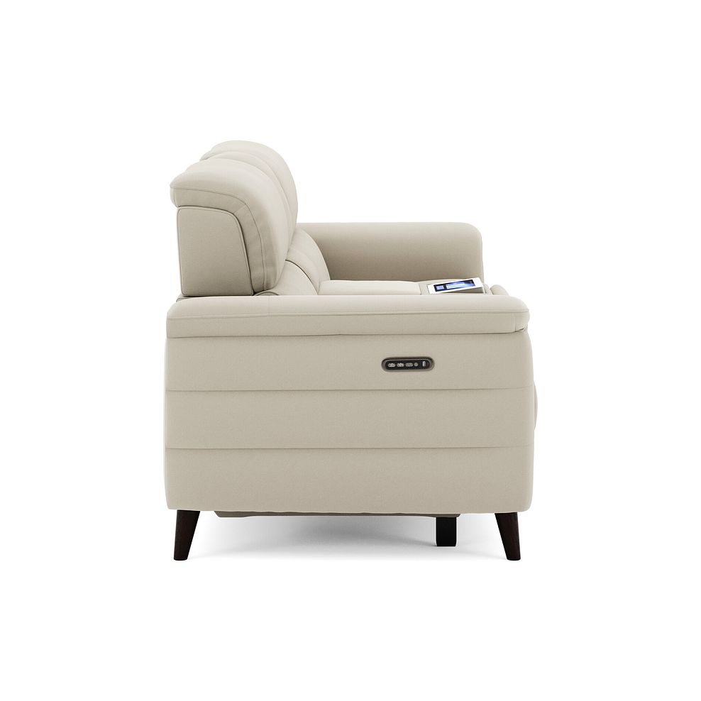 Cassius 2.5 Seater Power Recliner Console Sofa with Smart Screen and Speakers in Bella Barley White Fabric 4
