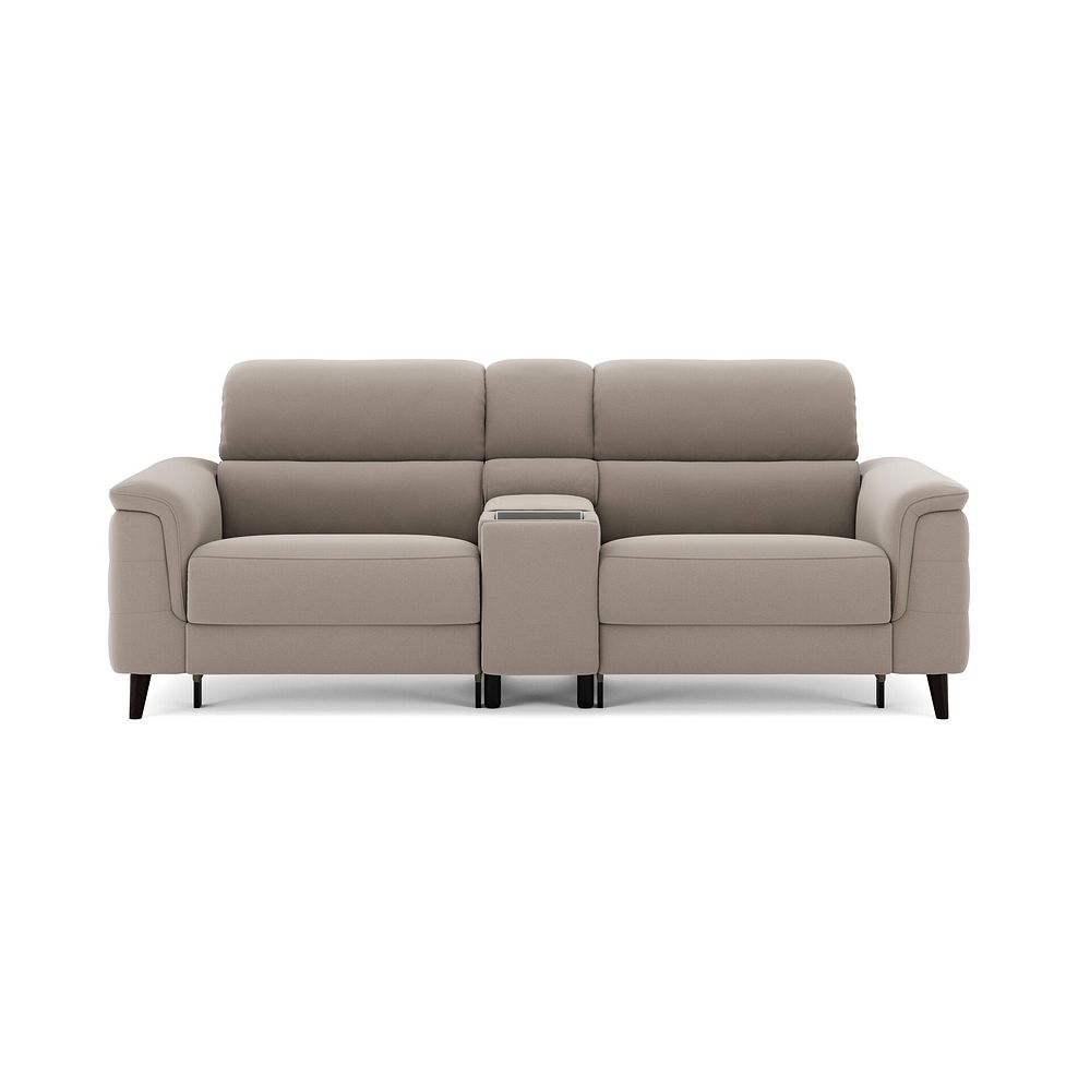 Cassius 2.5 Seater Power Recliner Console Sofa with Smart Screen and Speakers in Bella Latte Fabric 3